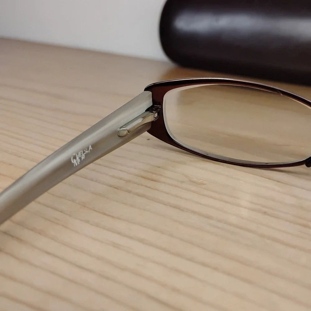 Chelsea Morgan‎ CM823 BR Eyeglasses Frames Brown Gray Rectangular 51-16-130